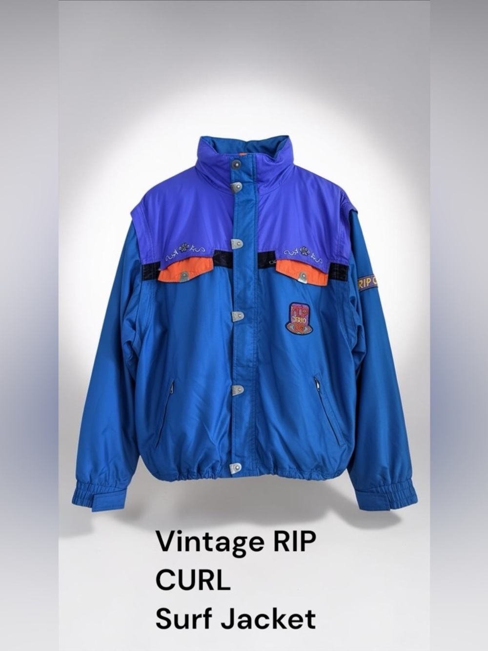 Vintage 90s Rip Curl ALP 3000 Colorblock Jacket Zip Off Sleeves Ski Techwear L